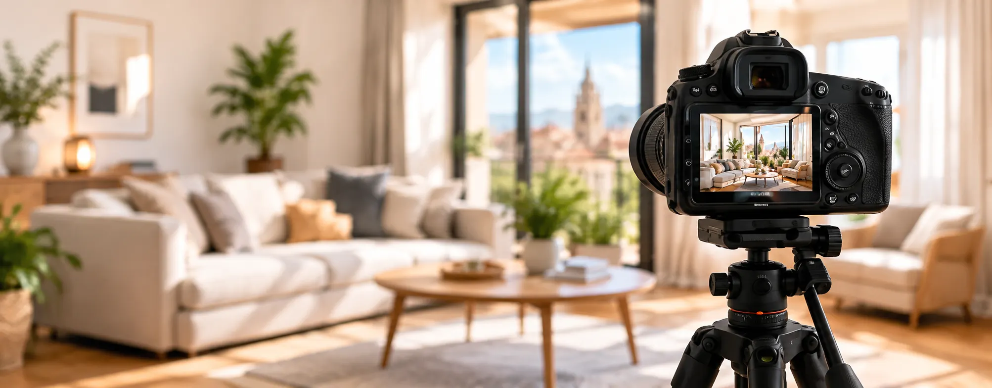 Fotografía inmobiliaria de un salón luminoso