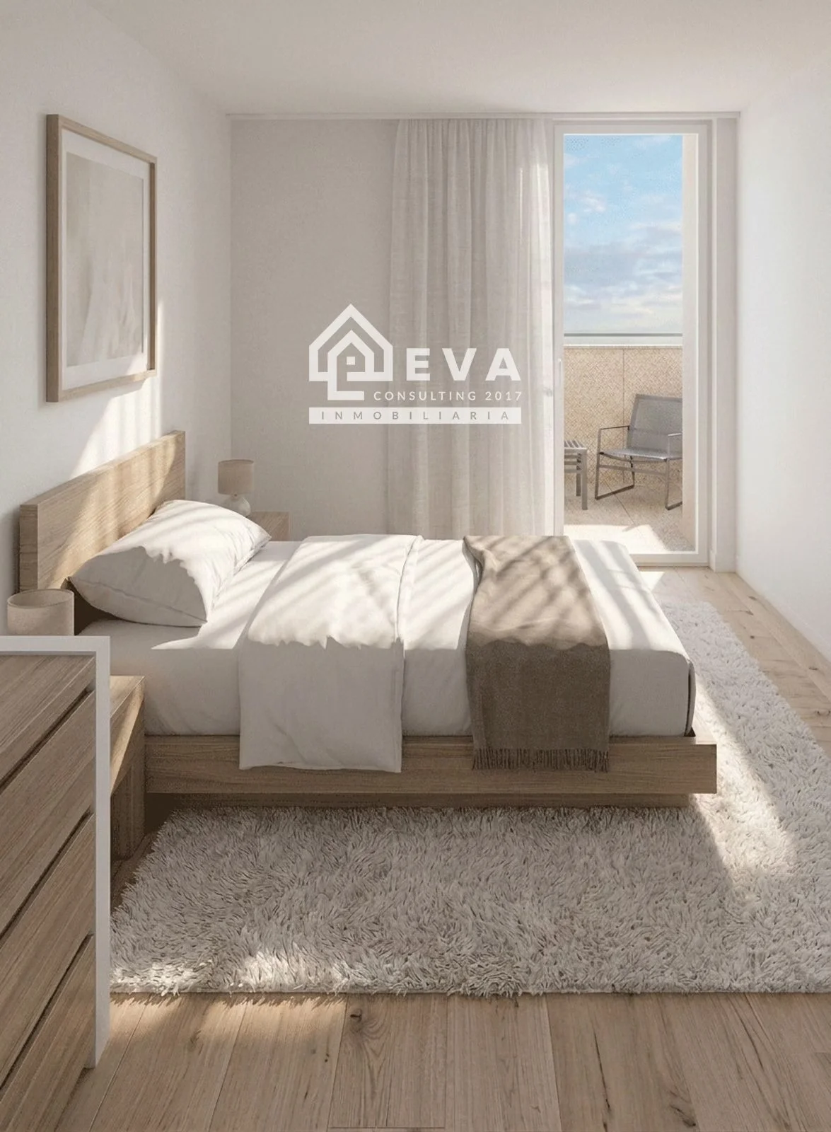 Render de dormitorio principal de Marqués de Salamanca 16