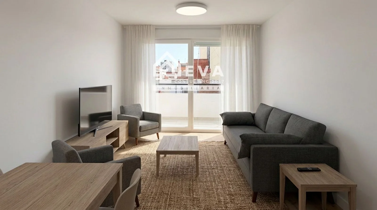 Render del salón de la promoción de obra nueva Marqués de Salamanca 16