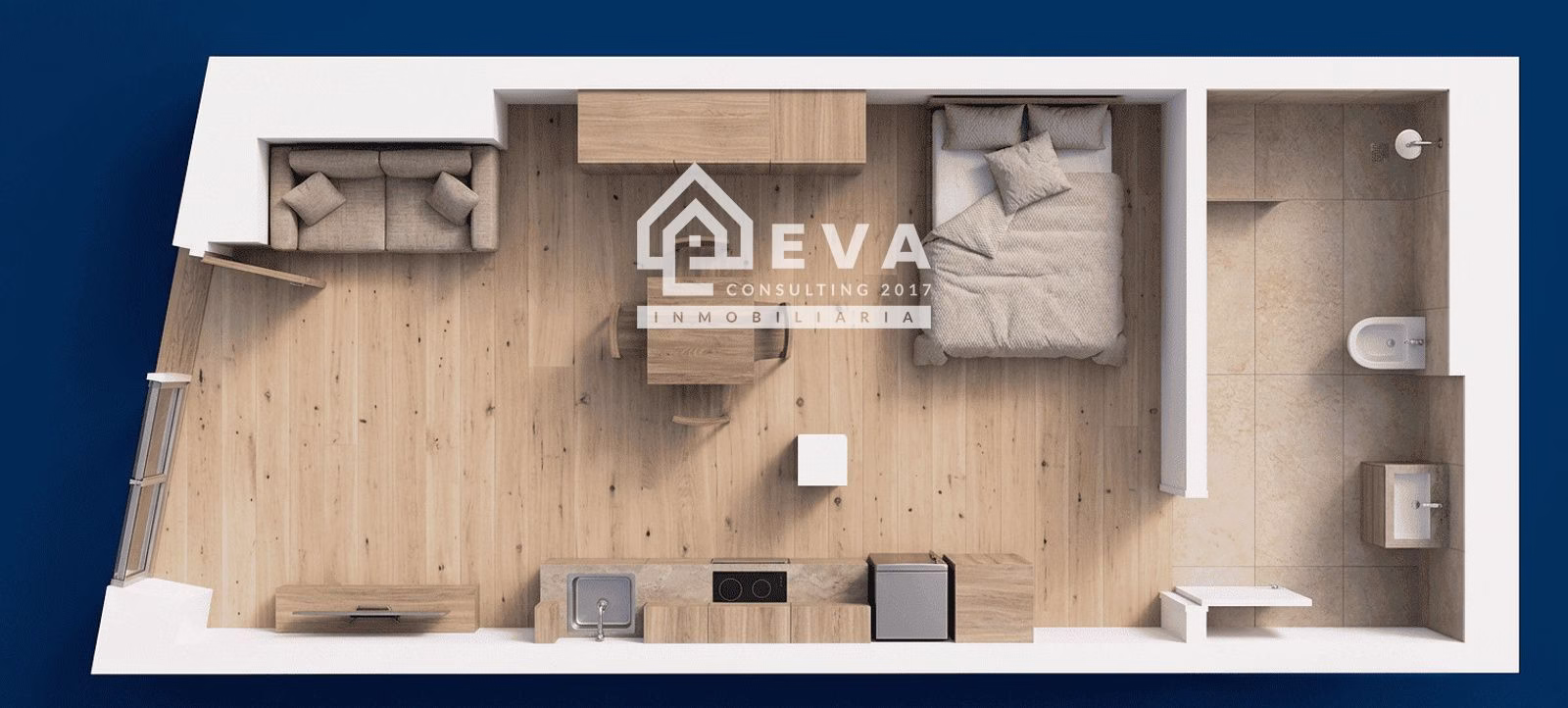 Plano 3D del loft A01